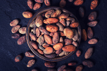 Cocoa beans in bowl