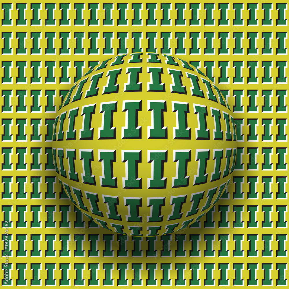 Aufkleber letters i patterned sphere rolling along the same surface. abstract vector optical illusion illustra