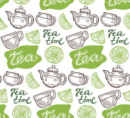 Fototapety  Ręcznie rysowane doodle wzór herbaty