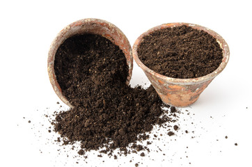 Blumentöpfe und Blumenerde