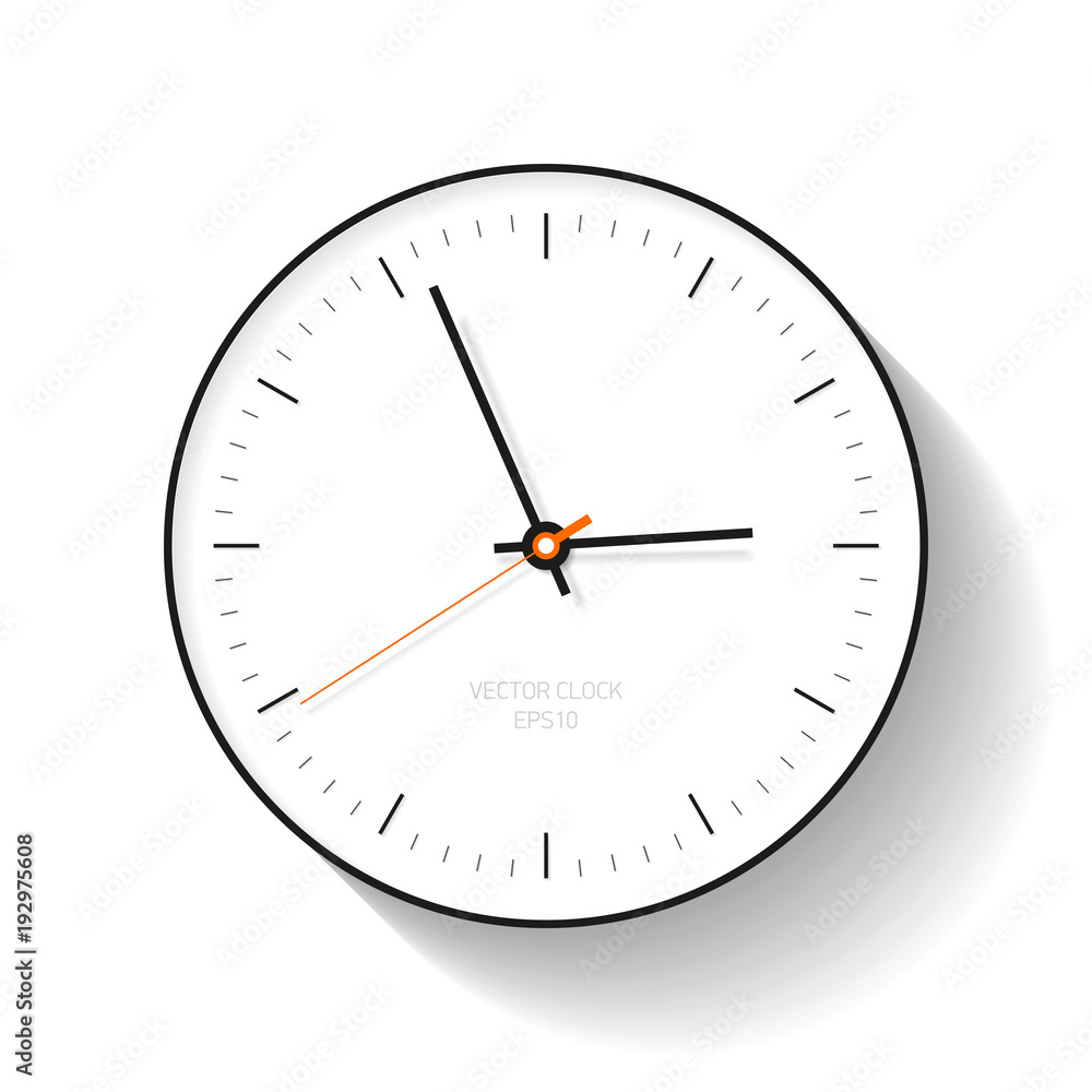 Poster simple clock icon in flat style, minimalistic timer on white background. business watch. vector desi