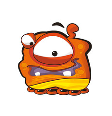 cartoon scene with some funny looking alien - white background - illustration for children