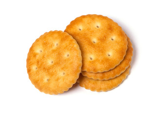 Biscuit cracker yellow round isolated on white background