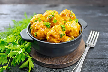 Meatballs in brazier on board