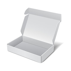 White Realistic Cardboard Box. Vector package for Software, electronic device and other products