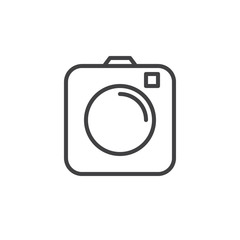 Photo camera outline icon. linear style sign for mobile concept and web design. simple line vector icon. Symbol, logo illustration. Pixel perfect vector graphics
