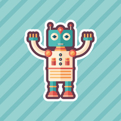 Space captain robot sticker flat icon with color background.
