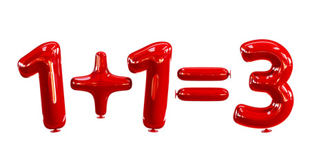 Buy 2, Get 1 Free - Sale Concept Made of Red Helium Balloons. 3d rendering isolated on White Background