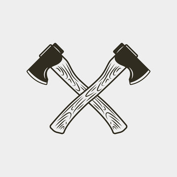 two crossed axes isolated on white background. vector illustration