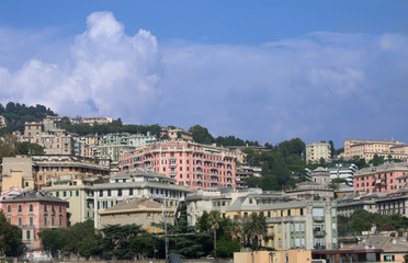 Fototapeta na wymiar mediterranean panorama on the hills of genoa