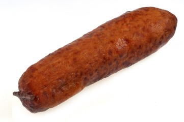 Saucisse de Morteau sur fond blanc 
