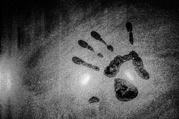 handprint on misted glass, background image