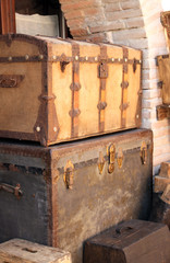 Two vintage wooden chests