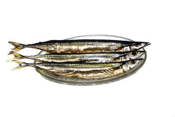 smoked fish isolated on white background