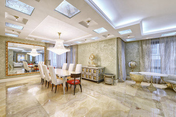Modern design interior of living room in a luxury apartment.