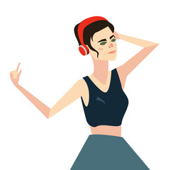 Dancing Girl Cartoon Character Vector Illustration