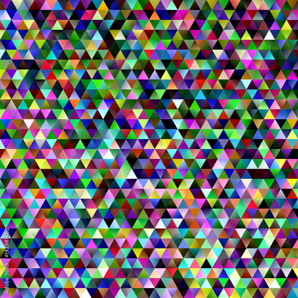 Poster Abstract gradient tiled triangle pattern background - vector mosaic graphic design with colorful regular triangles