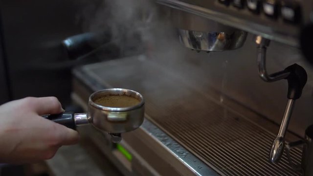 preparing the coffee machine for boiling