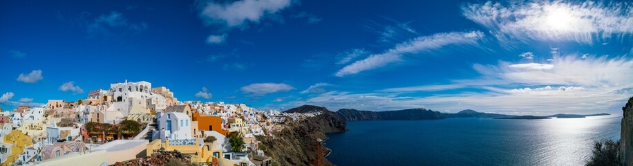 Fototapeta na wymiar Panorama of Oia Village on Santorini island Greece