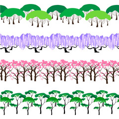 Set of Tree Line Seamless Patterns