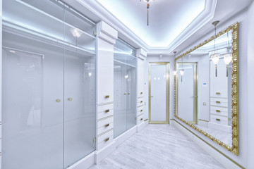 The interior design of the dressing room in a luxury house.