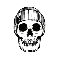 Monochrome sailor skull with winter hat