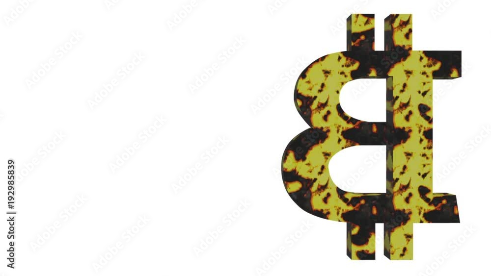 Poster rusty bitcoin. digital economy. rotation of the bitcoin symbol. business background. place for text.