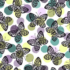 Seamless pattern with butterflies.