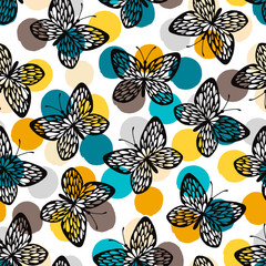 Seamless pattern with butterflies.