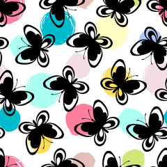 Seamless pattern with butterflies.