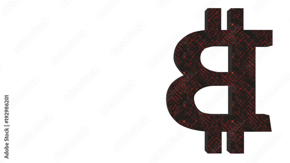 Poster blockchain work inside bitcoin. digital economy. rotation of the bitcoin symbol. business background