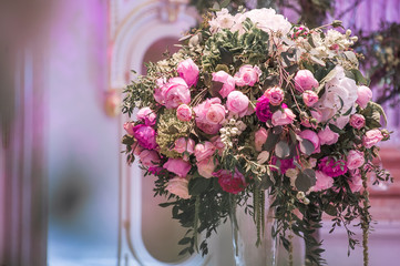 wedding decrotaions with flowers. picture with soft focus