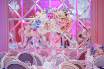 wedding decrotaions with flowers. picture with soft focus