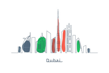 Naklejka premium Dubai city in uae flag colors