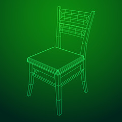 Chair with backrest wireframe low poly mesh vector illustration