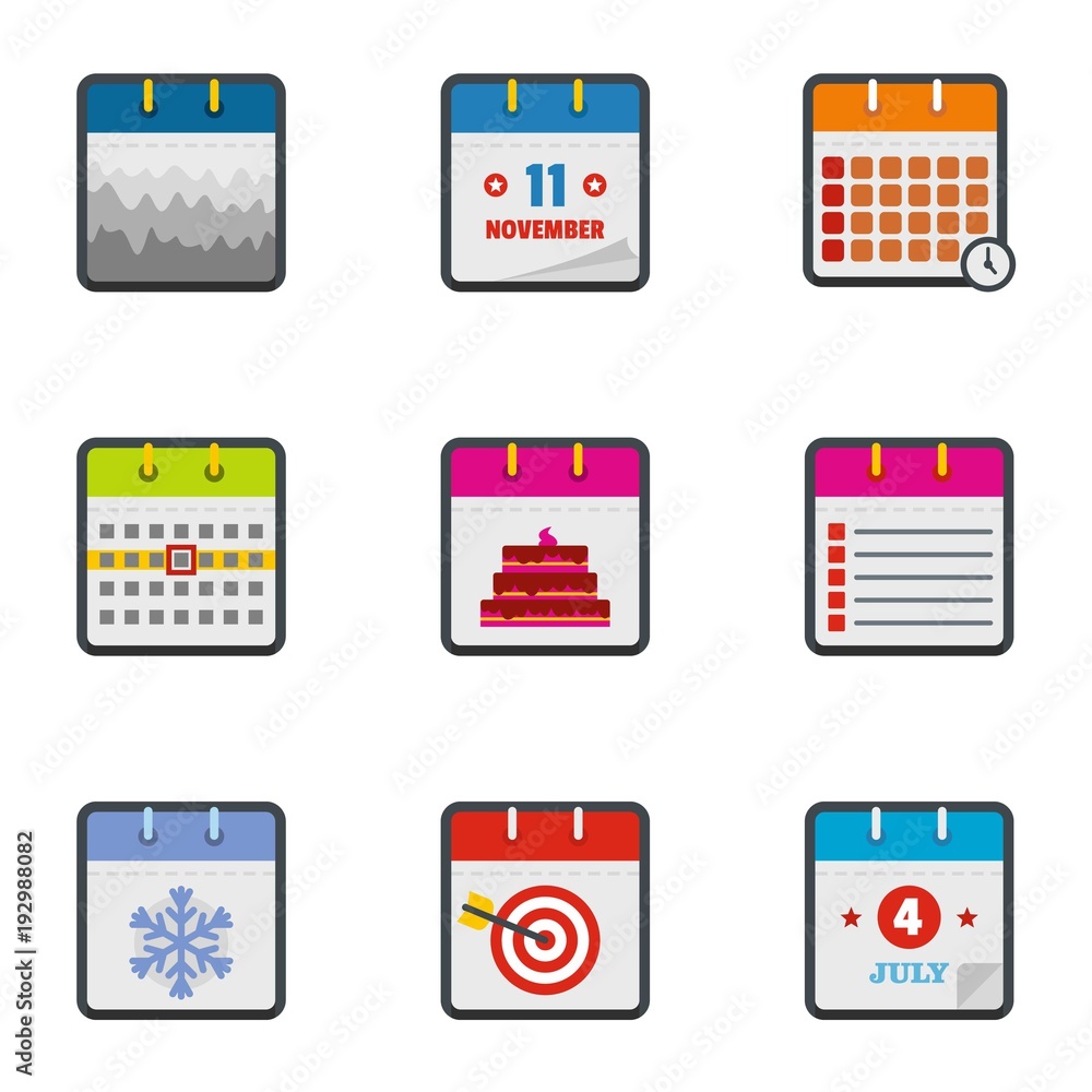 Poster Almanac icons set. flat set of 9 almanac vector icons for web isolated on white background