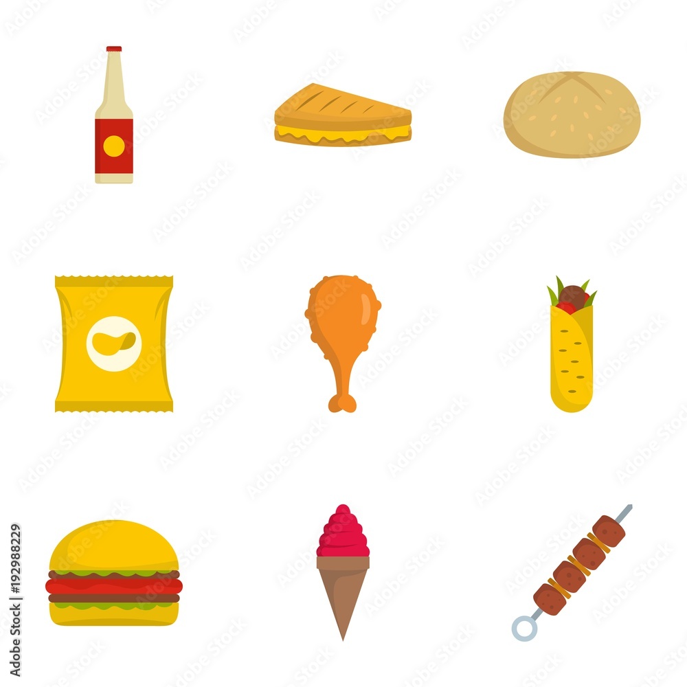 Aufkleber eat icons set. flat set of 9 eat vector icons for web isolated on white background