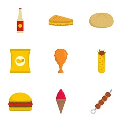 Eat icons set. flat set of 9 eat vector icons for web isolated on white background
