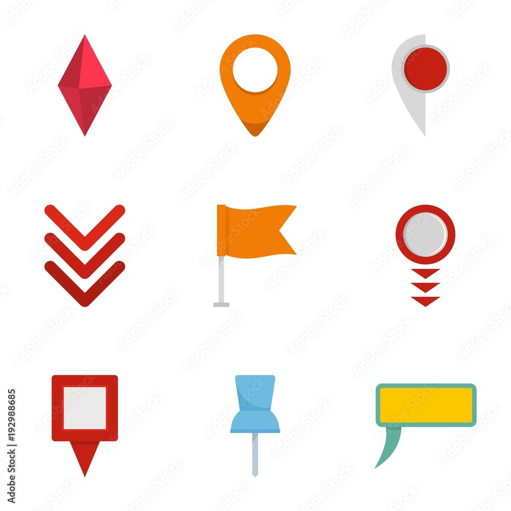 Poster gps icons set. flat set of 9 gps vector icons for web isolated on white background