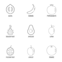 Garden icons set. Outline set of 9 garden vector icons for web isolated on white background