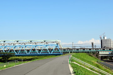 荒川河川敷 千住付近常磐線