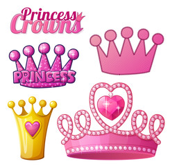 Set  of princess crowns isolated on white © annzabella