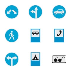 Road sign icons set. flat set of 9 road sign vector icons for web isolated on white background