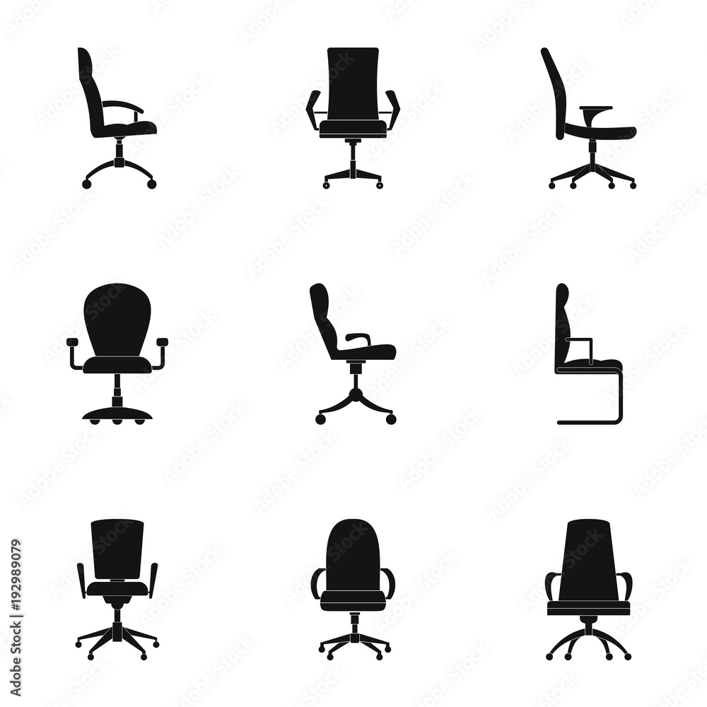 Poster stool icons set. simple set of 9 stool vector icons for web isolated on white background