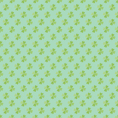 Saint Patricks Day seamless pattern with clover shamrock Vector cartoon colorful spring background