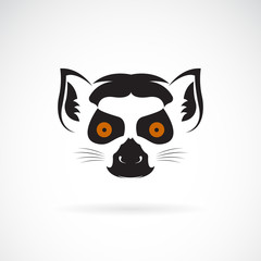 Vector of ring-tailed lemur head design on white background. Wild Animals. Easy editable layered vector illustration. - obrazy, fototapety, plakaty