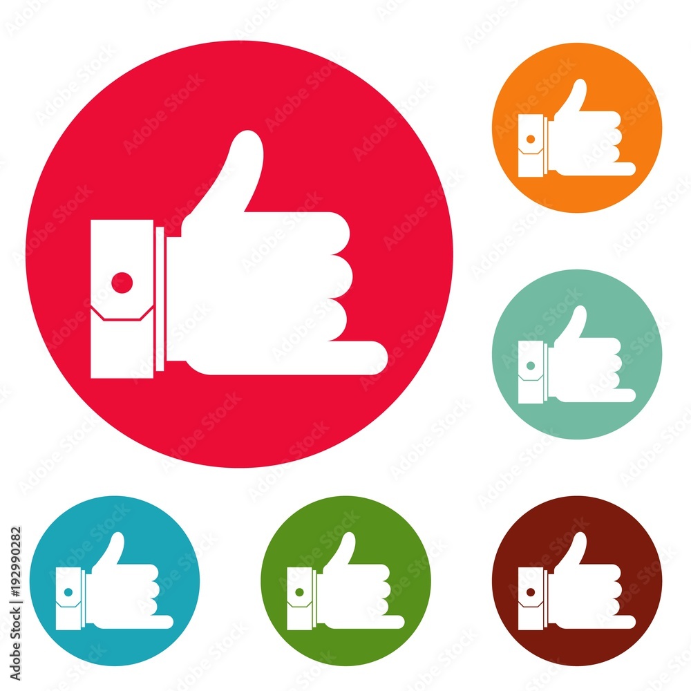 Poster hand call icons circle set vector isolated on white background