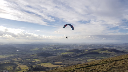Fototapeta na wymiar Hang glider on the Malvern Hills Worcestershire UK