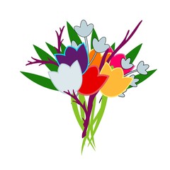 Bunch of flowers with tulips