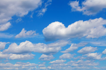 Naklejka na ściany i meble Blue sky with white clouds natural background